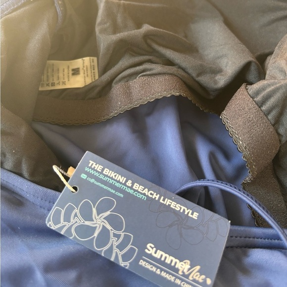 Maternity Swimwear One Shoulder Flounce One Piece, Navy Size Medium - Picture 9 of 9